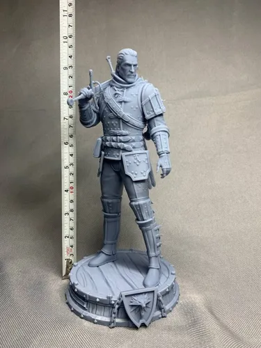 3D статуэтка Геральта (Geralt) в доспехах Школы Кота из Ведьмак 3, ручная роспись