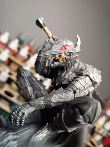 Эпичная 3D статуэтка Гатса (Guts) в броне Берсерка, фотополимерная печать и брутальная покраска