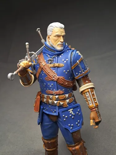 3D статуэтка Геральта (Geralt) в доспехах Школы Кота из Ведьмак 3, ручная роспись