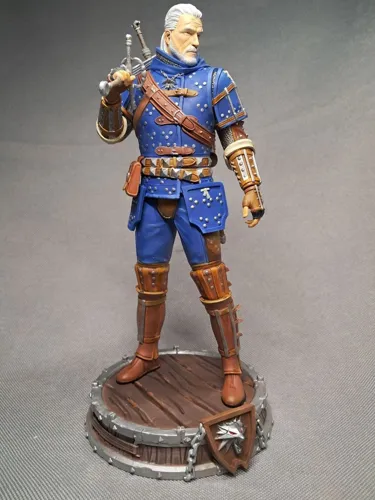 3D статуэтка Геральта (Geralt) в доспехах Школы Кота из Ведьмак 3, ручная роспись