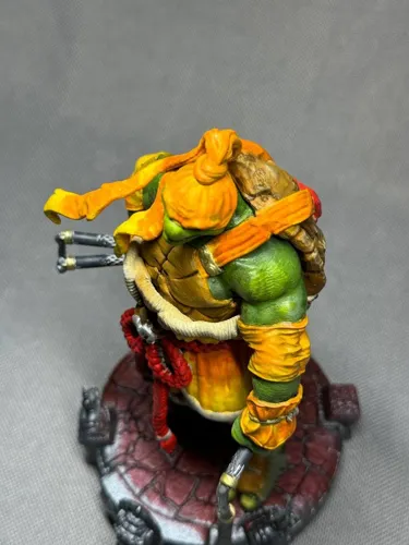 3D фигурка Микеланджело (Michelangelo) с нунчаками из Черепашек-ниндзя, ручная покраска