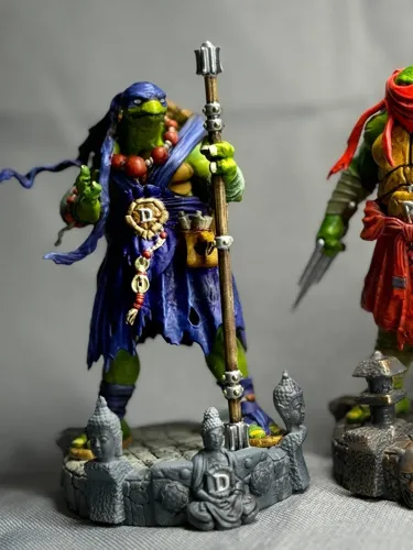 3D фигурка Леонардо (Leonardo) с катанами из Черепашек-ниндзя, ручная покраска