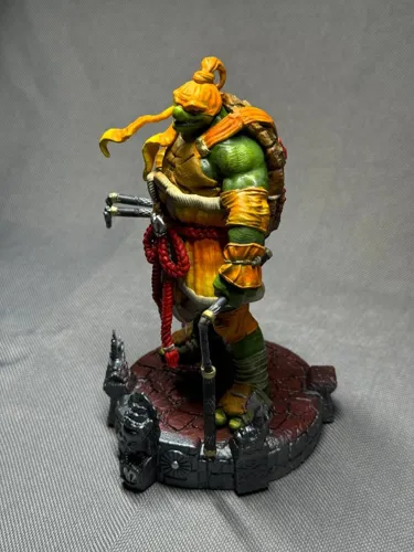 3D фигурка Микеланджело (Michelangelo) с нунчаками из Черепашек-ниндзя, ручная покраска