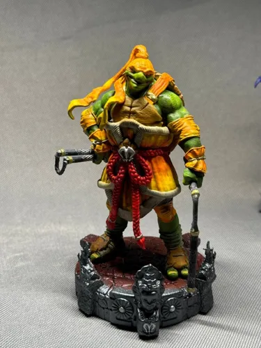 3D фигурка Микеланджело (Michelangelo) с нунчаками из Черепашек-ниндзя, ручная покраска