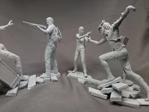 Сюжетная 3D диорама по мотивам The Last of Us (Одни из нас) с Джоэлом и Элли, ручная покраска